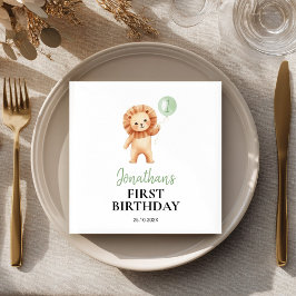 ワイルドワン かわいいライオン セージ風船 誕生日パーティー スタンダードカクテルナプキン