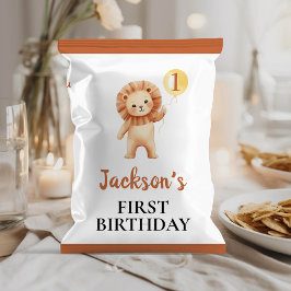 ワイルドワン かわいいライオン 誕生日 チップ袋ラッパー チラシ