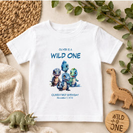 ワイルドワン かわいい恐竜 1歳の誕生日パーティー ベビーTシャツ