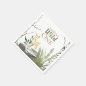 "ワイルドワン"かわいい1歳の誕生日の水カラーベビー鹿 スタンダードカクテルナプキン (角)