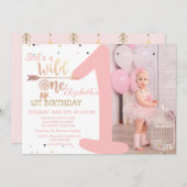 ワイルドワン、アローズ、ドリームキャッチャーあなたの写真誕生日 招待状 (正面/裏面)