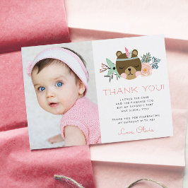 ワイルドワン |ウッドランドキャンプテーマフォトフラット サンキューカード