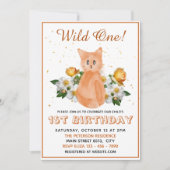 ワイルドワン – オレンジベビー猫 – 1歳の誕生日 招待状 (正面)