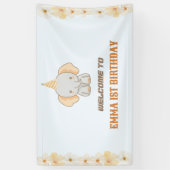 ワイルドワン キュート エレファント 1歳 誕生日 ウェルカムサイン 横断幕 (縦)