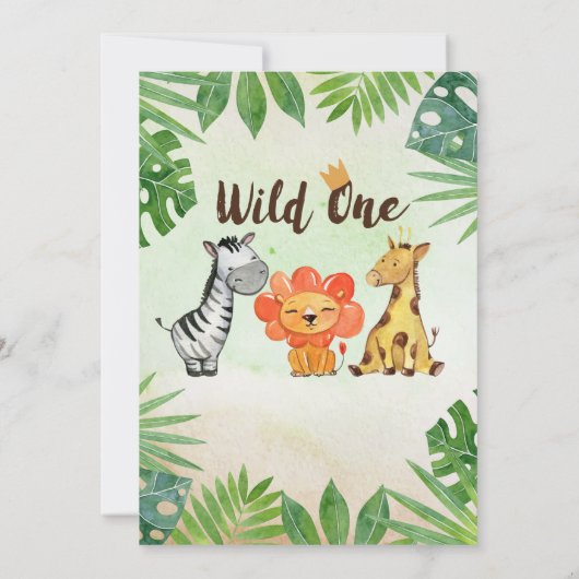 ワイルドワン、サファリファースト誕生日 招待状 (裏面)