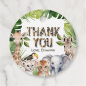 ワイルドワン、サファリ動物をテーマにした男の子1歳の誕生日 フェイバータグ (裏面)