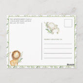 ワイルドワン サファリ アニマル 男の子 1歳 誕生日 招待状 (裏面)