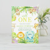 ワイルドワン ジェンダーニュートラル 誕生日 招待状 (スタンド正面)