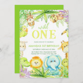 ワイルドワン ジェンダーニュートラル 誕生日 招待状 (正面/裏面)