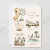 ワイルドワン ジャングルサファリ 動物 男の子 1歳 誕生日 招待状 (正面)