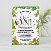 ワイルドワン ジャングルサファリ 子供向け 1歳誕生日 招待状 (スタンド正面)