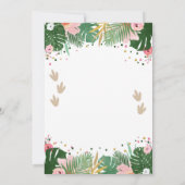 ワイルドワン ディノパーティー ガール ピンク 恐竜 誕生日 招待状 (裏面)