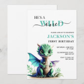 ワイルドワン ドラゴン 誕生日 招待状, 1歳 誕生日 招待状 (正面/裏面)