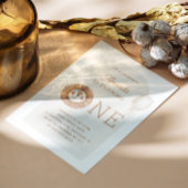 ワイルドワン | ニュートラル ボーホー ライオン ファースト バースデー パーティー 招待状