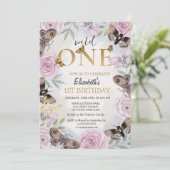 ワイルドワン バタフライ フラワー 誕生日 招待状 (スタンド正面)