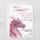 ワイルドワン バースデー ピンクドラゴン フェアリーテイル 招待状 (正面)