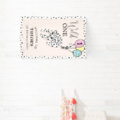 ワイルドワン | ヒョウ風船1歳の誕生日へようこそ 横断幕 (インサイチュ)