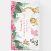 ワイルドワン – ピンクサファリガールズセカンド誕生日 横断幕 (縦)