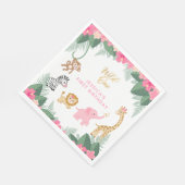 ワイルドワン – ピンクサファリガール初誕生日 スタンダードランチョンナプキン (角)