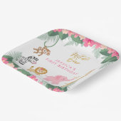 ワイルドワン – ピンクサファリガール初誕生日 ペーパープレート (傾斜あり)