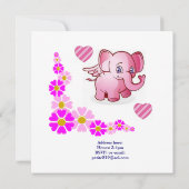 ワイルドワン ファーストバースデー カード インビテーション ゾウ (裏面)