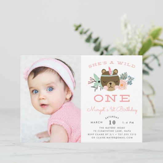 ワイルドワン |フォトファースト誕生日パーティー招待状 招待状 (スタンド正面)