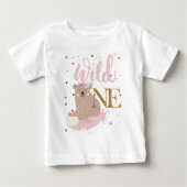 ワイルドワン ベア - 名入れ グリッター ベビーTシャツ (正面)