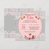 ワイルドワン ベイビーガール フォックス フラワーズ＆レース 招待状 (正面/裏面)