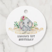 ワイルドワン – ベビーゾウと花の誕生日 フェイバータグ (裏面)