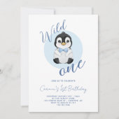 ワイルドワン ベビーペンギン 1歳の誕生日 招待状 (正面)