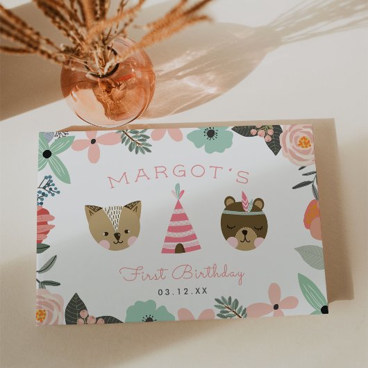 ワイルドワン |ボホキャンプテーマファーストバースデーパーティー ゲストブック