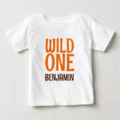 ワイルドワン 名前入り 1歳の誕生日 ベビーTシャツ (正面)
