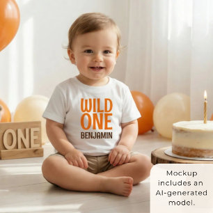ワイルドワン 名前入り 1歳の誕生日 ベビーTシャツ