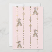 ワイルドワン、矢印、テント、花最初の誕生日 招待状 (裏面)