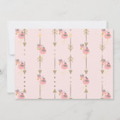 ワイルドワン、矢印、ピンクフラミンゴファースト誕生日 招待状 (裏面)