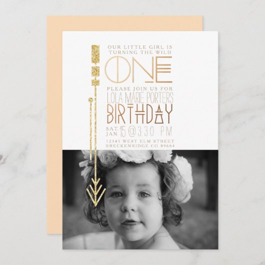 ワイルドワン |誕生日パーティーの招待状写真 招待状 (正面/裏面)