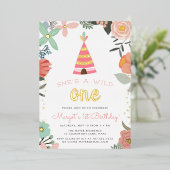 ワイルドワン |誕生日パーティーフォイル招待状 箔招待状 (立ち正面)