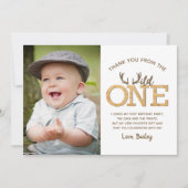 ワイルドワン 1歳の誕生日ありがとう フォトカード 招待状 (正面)