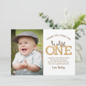 ワイルドワン 1歳の誕生日ありがとう フォトカード 招待状 (スタンド正面)