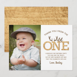 ワイルドワン 1歳の誕生日ありがとう フォトカード 招待状