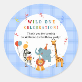 ワイルドワン 1歳の誕生日パーティーの招待状 ラウンドシール