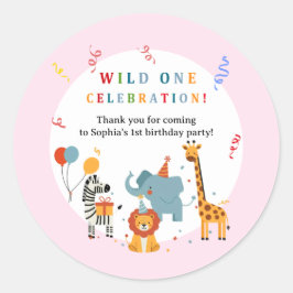 ワイルドワン 1歳の誕生日招待状 ラウンドシール
