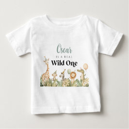 ワイルドワン 1歳誕生日Tシャツ サファリ動物 男の子 ベビーTシャツ