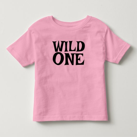 ワイルドワン 1歳 誕生日 女の子 ピンク Tシャツ (正面)