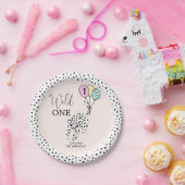 ワイルドワン | 3Dヒョウ風船ガール1st誕生日 ペーパープレート (パーティー)