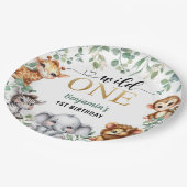 ワイルドワン | Safari Jungle動物の誕生日 ペーパープレート (アングル)