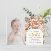ワイルドワンGroovy Bohoフローラ1stバースデーフォト 招待状 (スタンド正面)