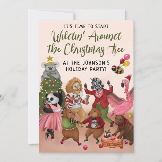 ワイルドンのまわりにのクリスマスツリーホリデーパーティー 招待状 (正面)