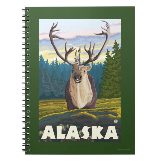 ワイルドヴィンテージ旅行のAlaskaCaribou ノートブック (正面)
