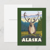 ワイルドヴィンテージ旅行のAlaskaCaribou ポストカード (正面/裏面)